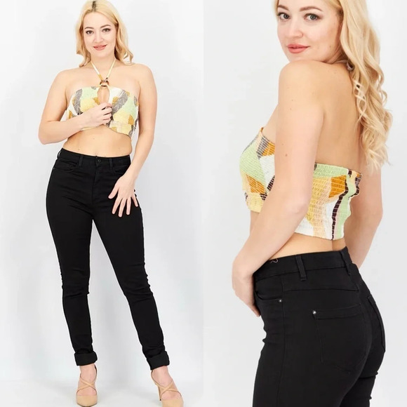 River Island
Women Halter Neck Sleeveless Ruched Crop Top, White/Orange Combo L - Picture 5 of 5